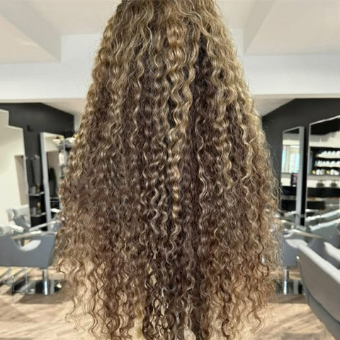 Lace Front Humana Cacheada loira com mechas 70cm 13x4 HD -Michele