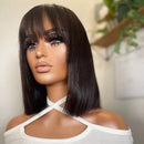 Peruca Lace Humana Lisa long bob com franja 40cm 13x4 HD - Suelen