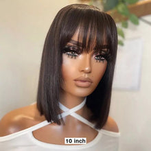 Carregar imagem no visualizador da galeria, Peruca Lace Humana Lisa long bob com franja 40cm 13x4 HD - Suelen
