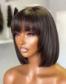 Lace front Humana Chanel com franja 30cm 4x4 HD - Yara