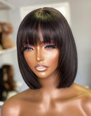 Lace front Humana Chanel com franja 30cm 4x4 HD - Yara