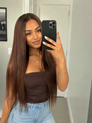 Lace front Humana chocolate lisa 70cm 13x4 HD - Alexia