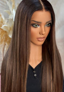 Peruca Lace Humana Liso com Mechas 75cm 13x4 HD - Raquel