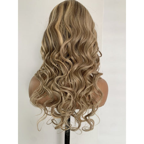 Lace Front Humana Ondulada loira com mechas 65cm 13x4 HD -Sheila