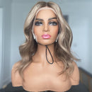 Lace Front Humana Ondulada loira com mechas 45cm 13x4 HD -Kerolly