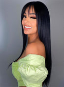 Lace front Humana Lisa com franja 70cm 4x4 HD - Luna