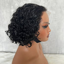 Lace front cabelo humano cacheado curta repartição livre 13x4