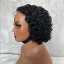 Lace front cabelo humano cacheado curta repartição livre 13x4
