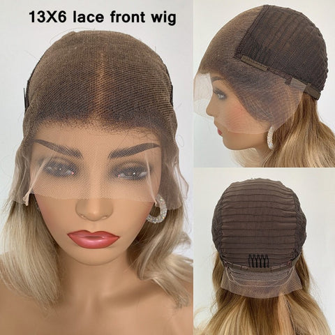 Lace Front Humana Ondulada loira com mechas 65cm 13x4 HD -Sheila