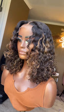 Lace Front Humana cacheada morena iluminada 45cm 13x4 HD -Grasiela