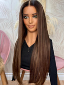 Peruca Lace Humana Liso com Mechas 75cm 13x4 HD - Raquel