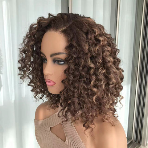 Lace Front Humana cacheada morena iluminada 40cm 13x4 HD -Barbara